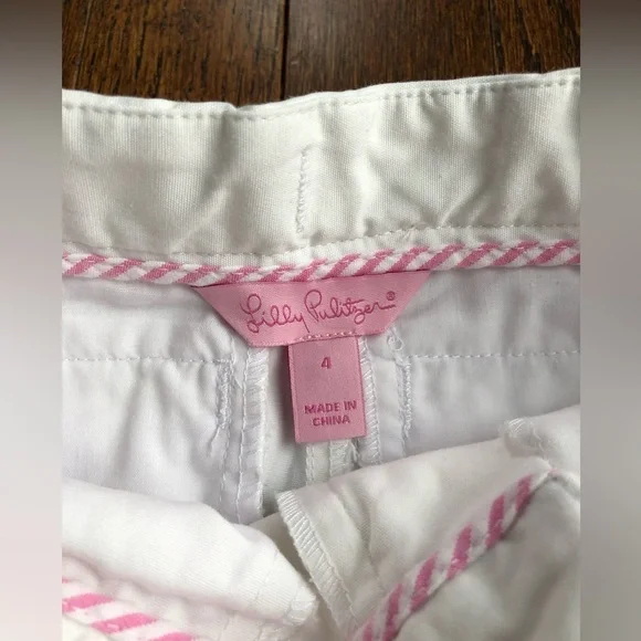 Lilly Pulitzer Girls 4 White Khaki Flare Leg 100% Cotton Pants - EUC! - Picture 4 of 12
